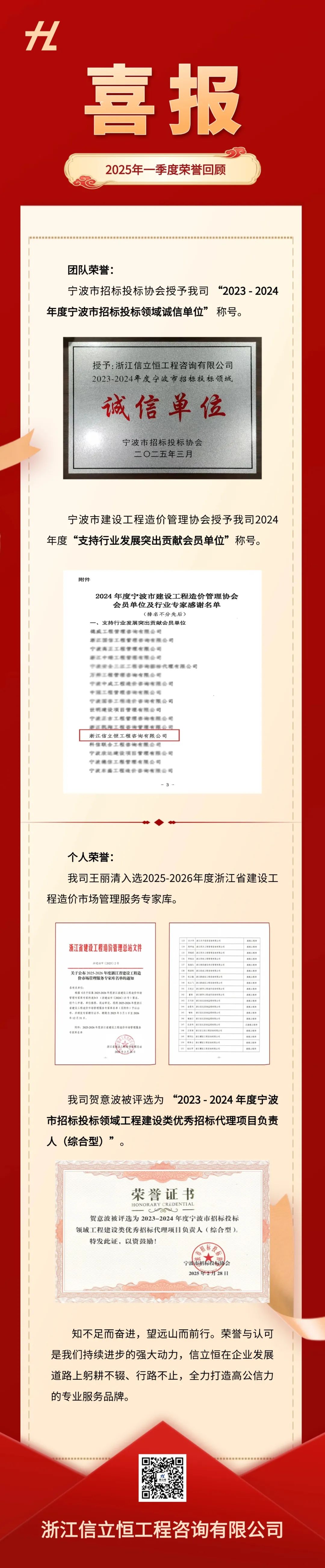 信立恒荣誉 | 躬耕不辍·行路不止-2025年一季度荣誉回顾(图1)